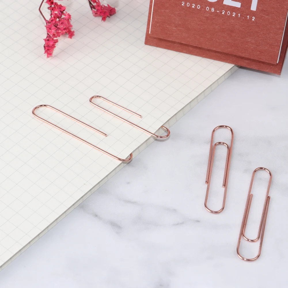 Medium Large Size Paper Clips 2 Inch 70PCS Per Box Clip Bookmark Metal Rose Gold Colored Office Accessories Paper Clips