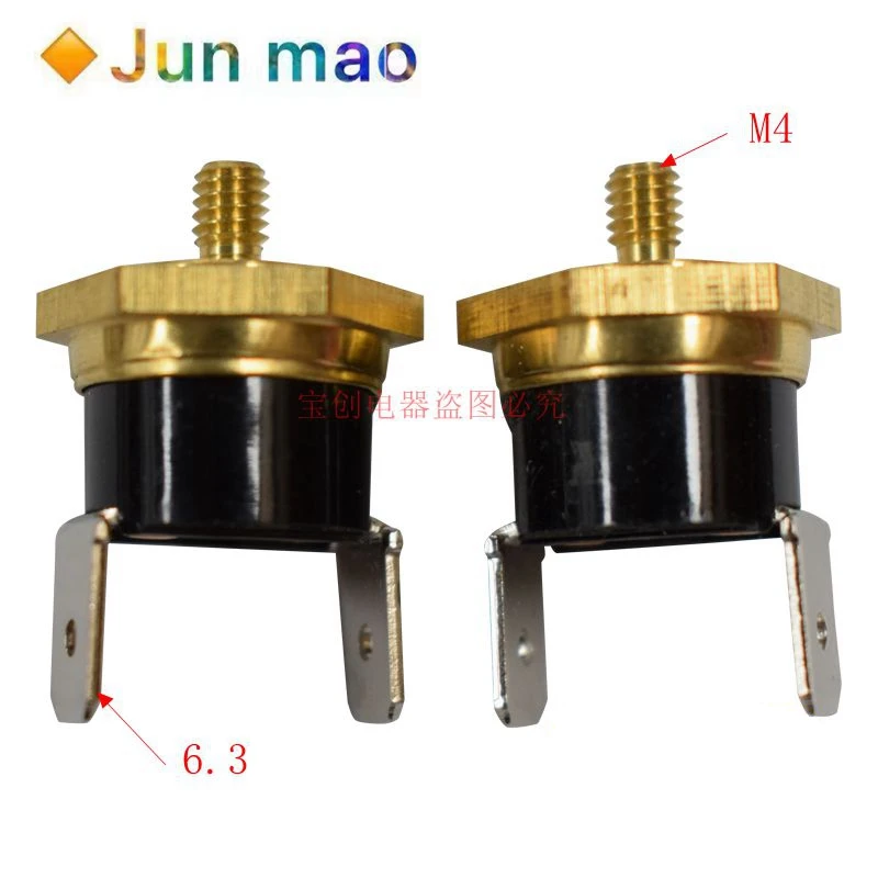 1PCS Temperature switch KSD301 hexagonal copper head M4 40 ° - 150 ° normally closed 10a250v bent leg thermostat