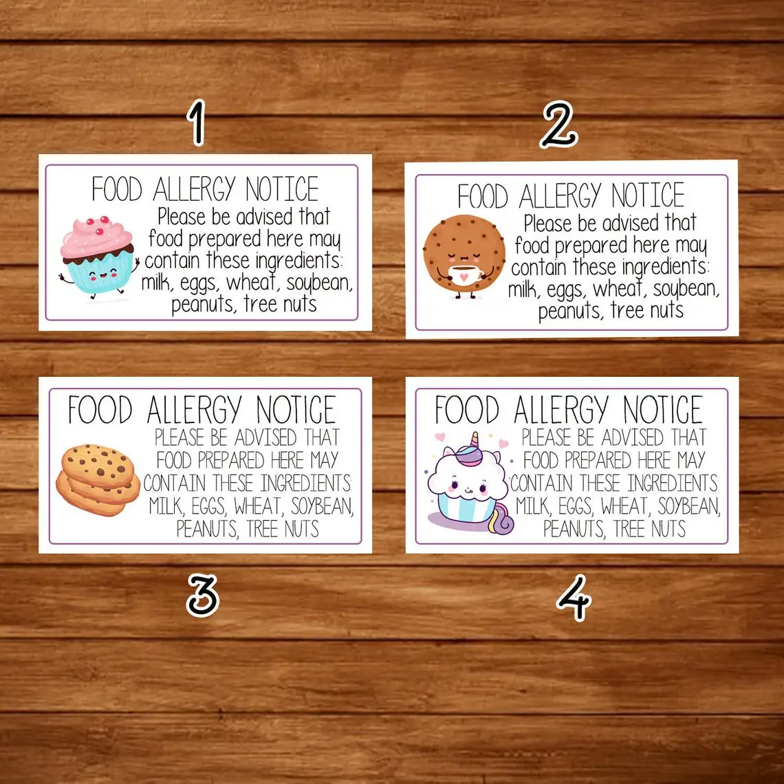 Allergen labels, small food labels, allergy labels, cottage food labels, custom labels, custom stickers, cute stickers, bakery s