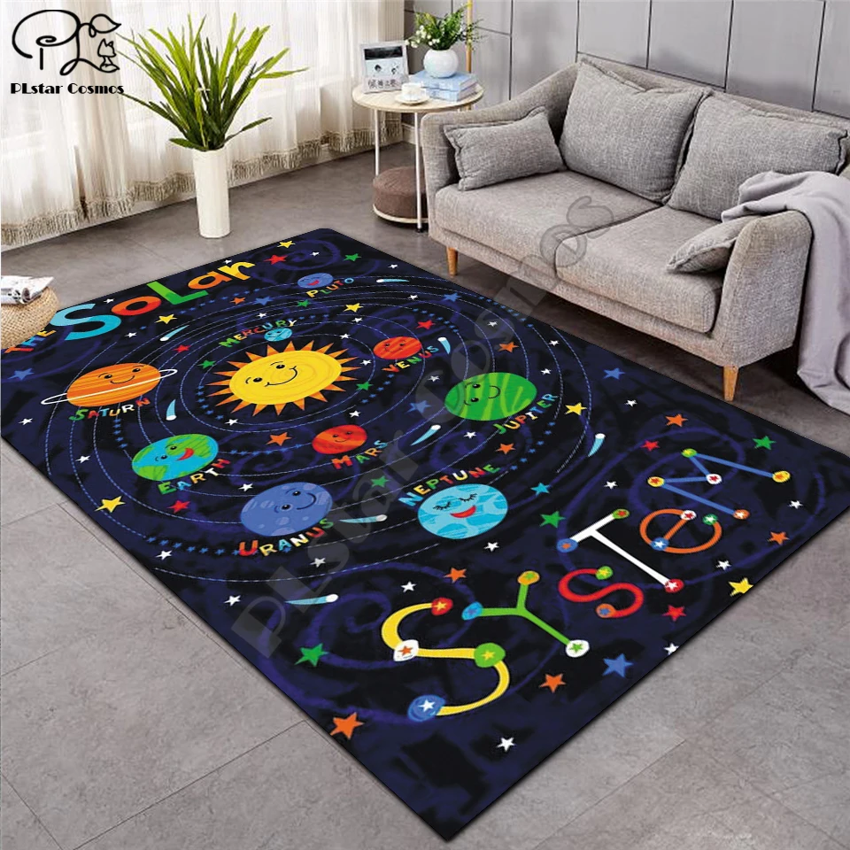 Crawling mat Fantasy fairy Cartoon Kids Play Mat Board Game mat map Large Carpet for Living Room Cartoon Planet Rugs Maze -13