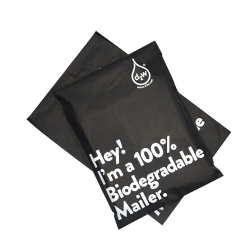 50pcs Black 100% D2W Biodegradable Courier Bag Eco Courier Waterproof Mail Bags Poly Mailers Seal Plastic Mailing Envelope Bag