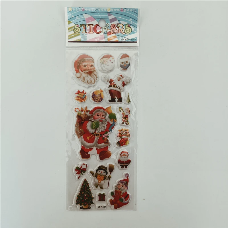 6 uds Santa Claus pegatinas hinchadas Kawaii DIY álbum de recortes cuaderno de recompensa pegatinas 3D juguetes árbol de Navidad regalo para niños