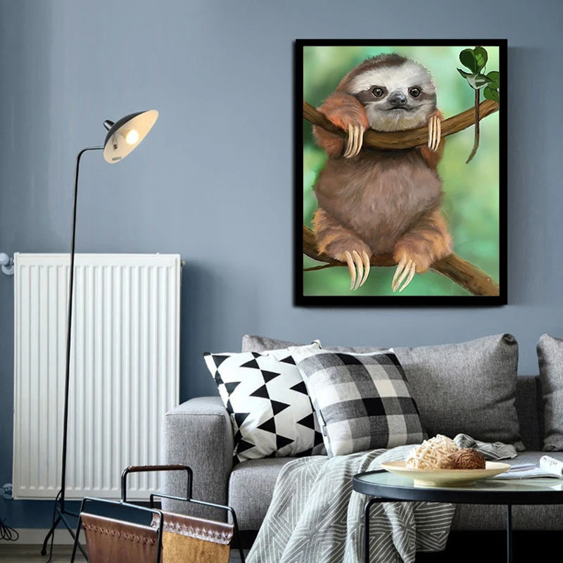 SNA New 5D DIY Diamond Painting sloth Animals Embroidery Full Square Diamond Cross Stitch Rhinestone Painting Home decor Gift