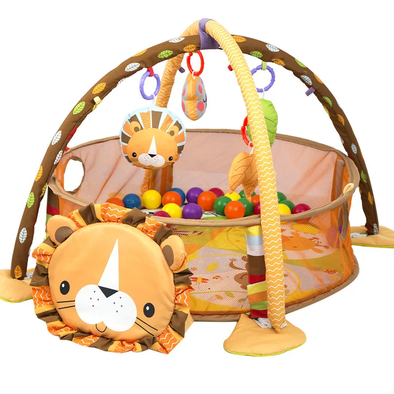 

Lion Baby Play Mat 0-1 Year Playmat Gym Carpet Crawling Mat In The Nursery Turtle Toy Net Support 3-in-1 Marine Ball Pool Fence