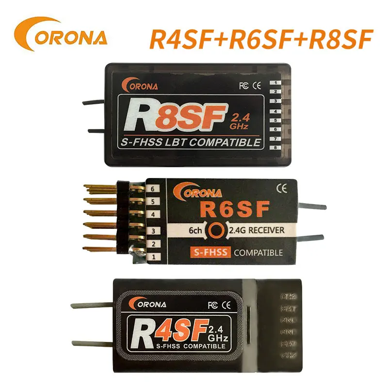 Corona 2.4G R4SF R6SF R8SF S-FHSS/FHSS Receiver Compatible FUTABA S-FHSS T6J T8J T14SG 16SZ Airplane Helicopters Car