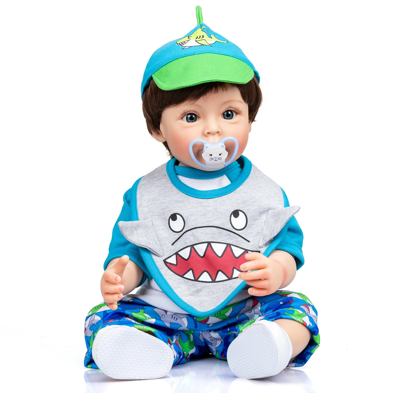 

Bebes doll with 55CM FUll body Silicone Reborn Toddler boy Sue-Sue Hand-detailed Painting waterproof Toy for Boys