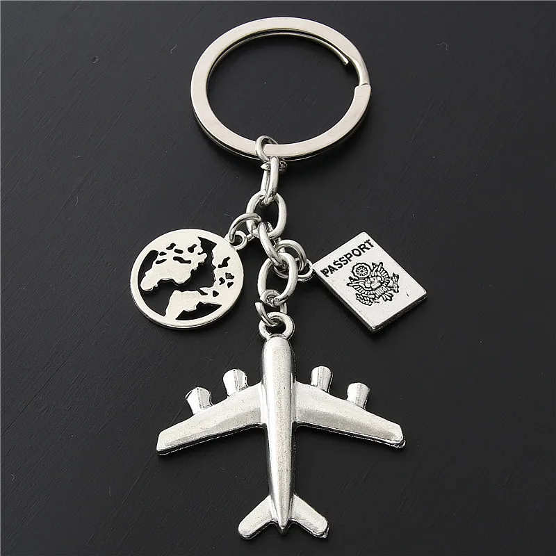 1pc World Map Charms Airplane Key Chains No Matter Where Pendant Key Ring For Travel Jewlery Freedom Gift For Traveler