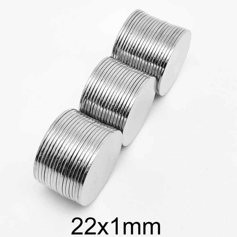 5~150pcs 22x1 mm Cylinder Rare Earth Magnet Strong 22mm X 1mm Fridge Round Neodymium Magnets 22x1mm N35 Permanent Magnet 22*1