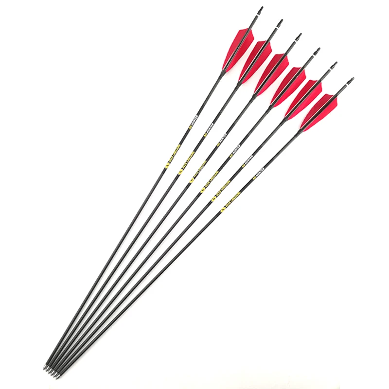 Panahan Karbon Panah Berburu Tulang 500 600 700 800 900 30 Inci Poros Turki Baling-Baling Recurve Busur Longbow Menembak 6/12PCS