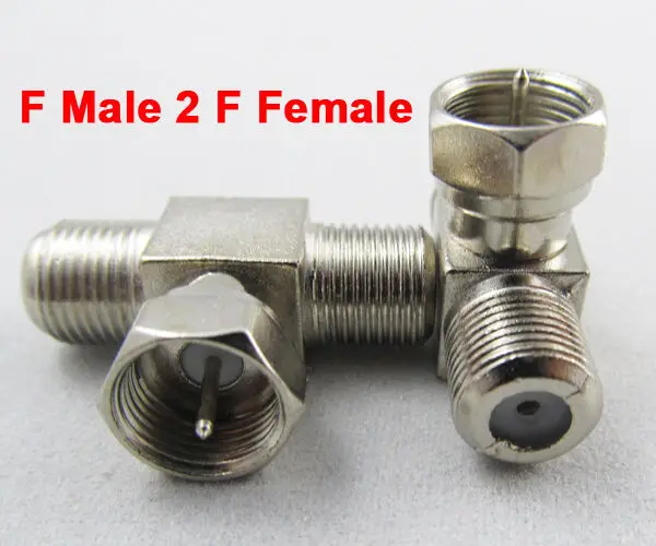 1pc VHF/UHF TV Right Angle 1 F Male Plug to 2 F Female Jack T type Connector