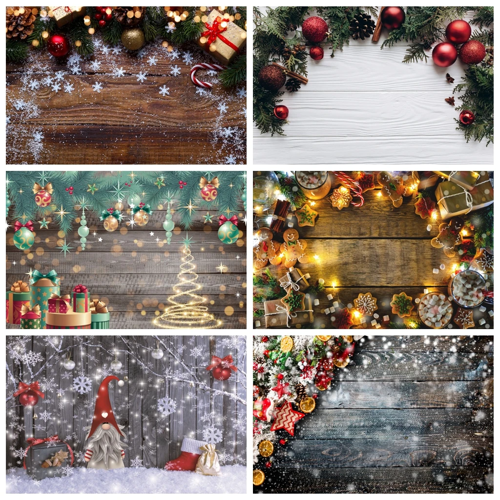 الشتاء عيد الميلاد مجلس خشبي التصوير خلفية الزهور البتلة ألواح الغذاء استحمام الطفل الطفل فوتوكورد خلفية استوديو الصور