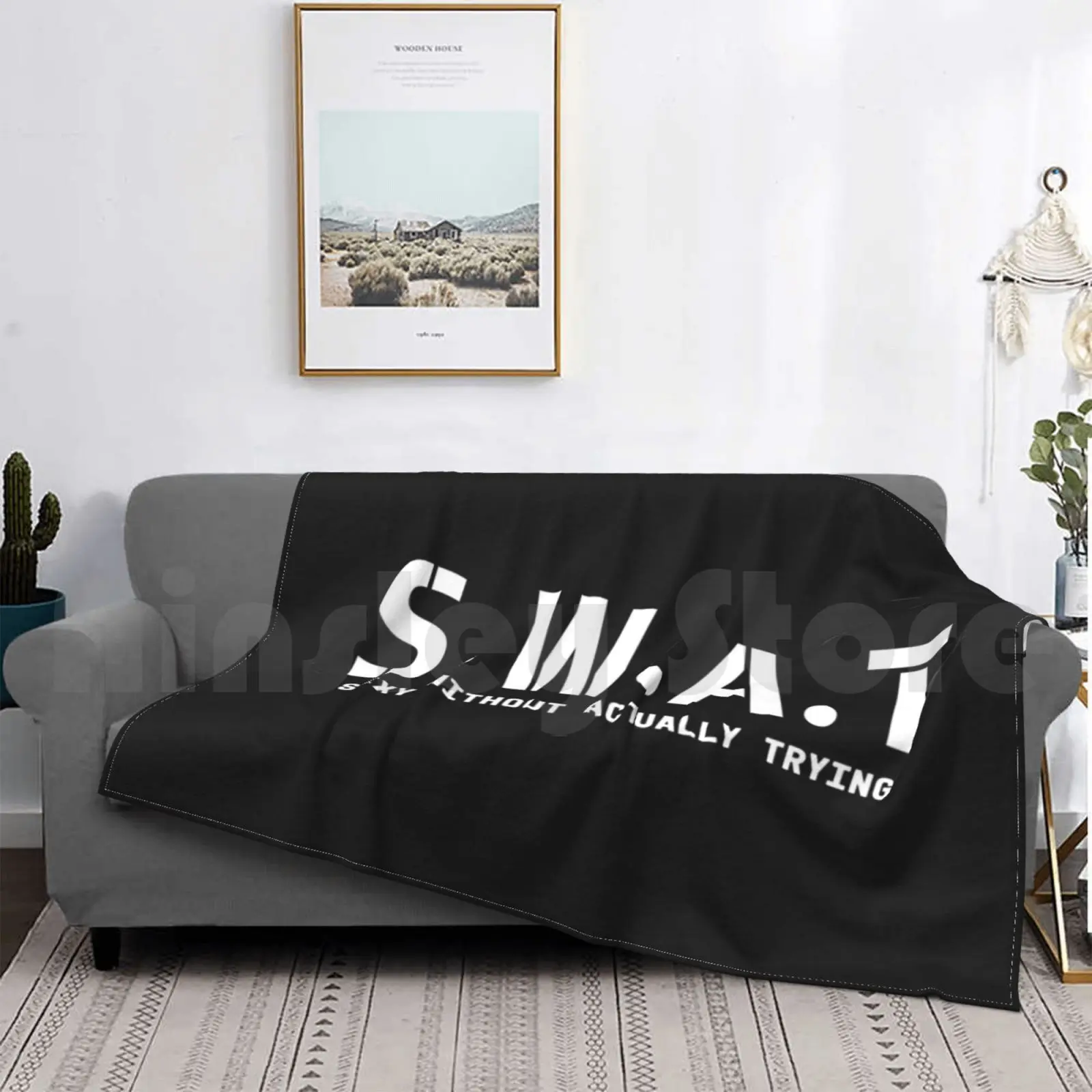 Sexy Swat Blanket For Sofa Bed Travel Funny Fbi Swat S W A T Laughs Sexy Costume Without Trying Police - view 3
