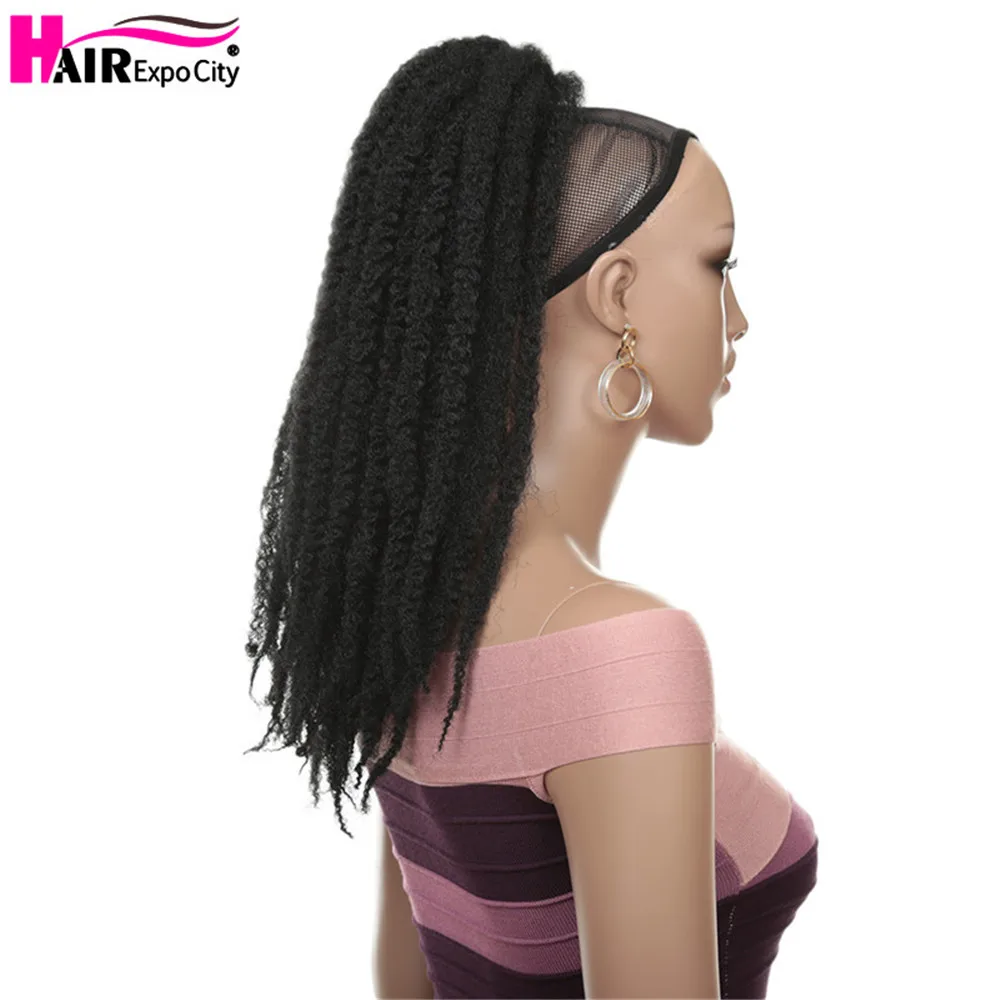 Fake Hair Afro Kinky Twist Ponytail 18 Inch Drawring Clip in Ponytail Hair Extensions Marley Braids Hairpieces Hair Expo City