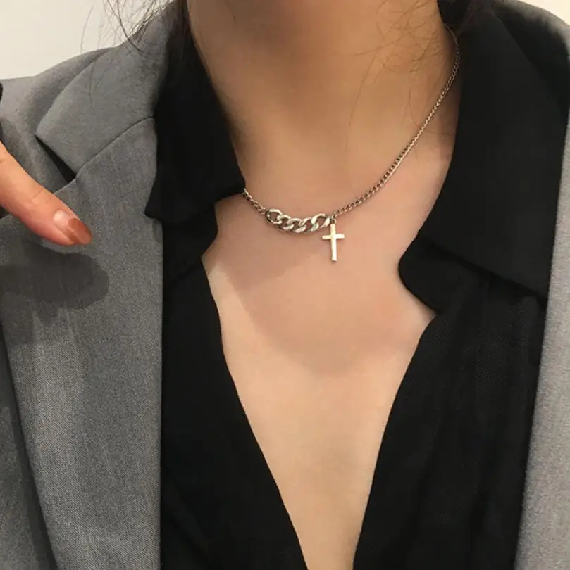 Simple Classic Fashion Double Sided Cross Antique Silver Color Pendant Girl Short Long Chain Necklaces Jewelry For Women S2198 - Image 6