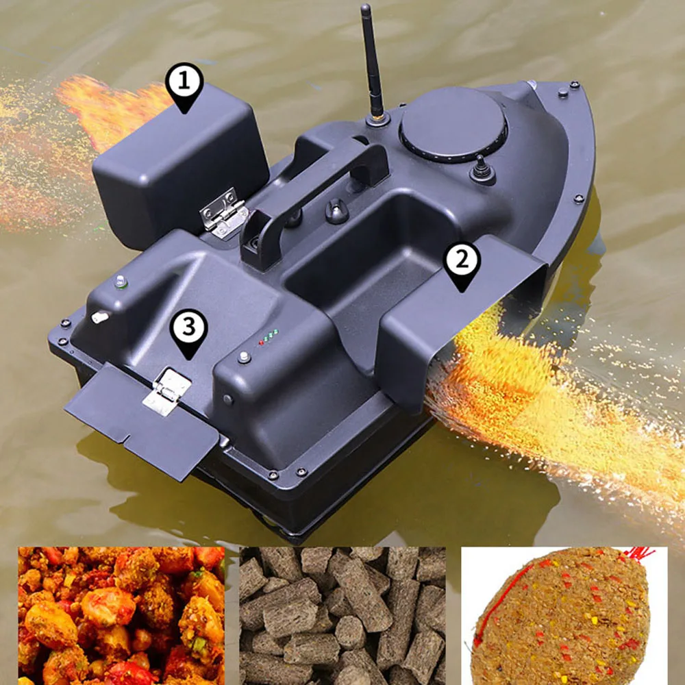 GPS Auto Return Intelligent Wireless Remote Control RC Bait Thrower Fishing Boat 500M 2KG Load High Speed Dual Light 3 Hopper