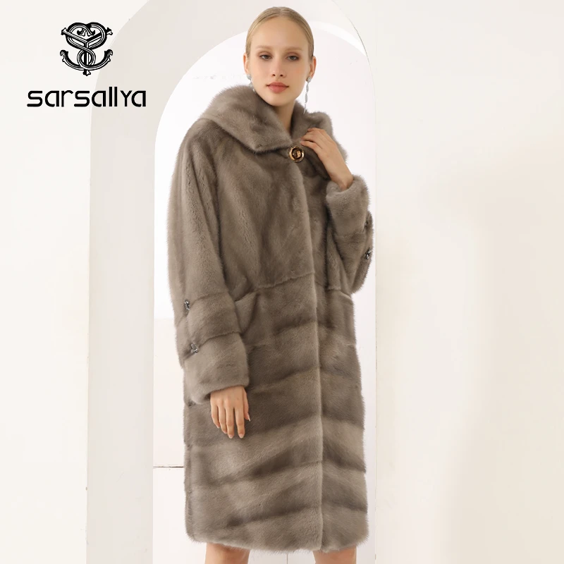 100% Natural Mink Fur Coat Winter Luxury Real Mink Fur Coat For Women Genuine Mink Fur Ladies Jackets Oversize 2024 New Arrival