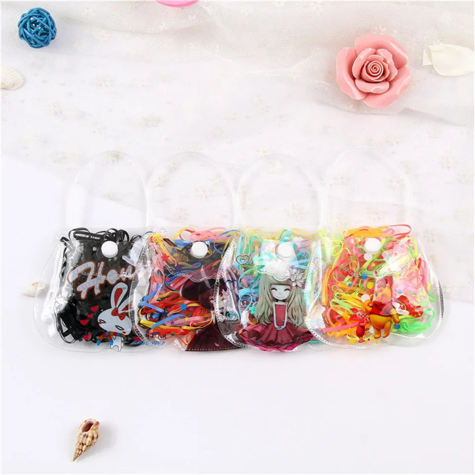 Disposable Children Hair Bands Girls Cute Canned High Elastic Colorful Rubber Ropes Kid Fashion Ponytail Holder Hair Accessories