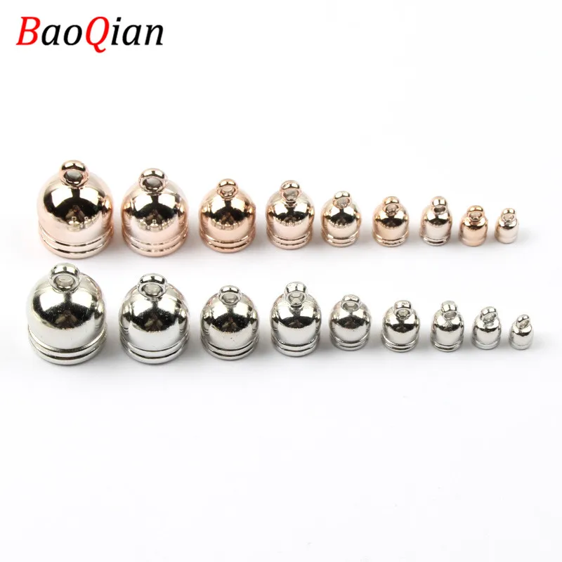 Silver Color / Rose Gold Color Tassel Hat Beads For Necklace Leather Rope End Crimp End Cap DIY Jewelry Making Fasteners