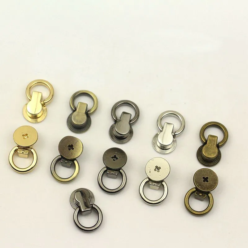 50Pcs 8mm Metal D Ring Side Connector Buckles Bag Handle Swivel Rivet Screw Handbag Studs Button Nail Snap Hook DIY Accessory