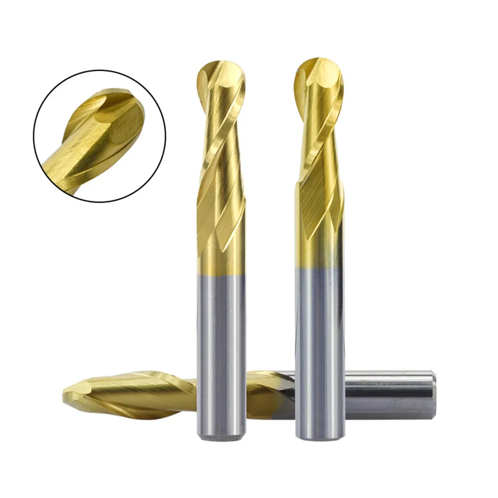 1pc 6mm shank ball nose end mill 2 spiral flute   tungsten carbide cnc router engraving bit 15/17 / 22mm