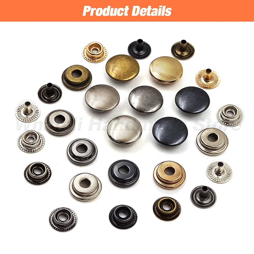 25Set 201/203 Snap Fasteners Button Metal Press Snaps Studs Optional Installation Tools For Cloth Garment Bag Shoes Leathercraft