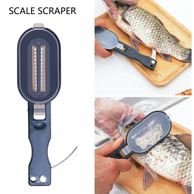 Ferramenta Raspador de pele de peixe e Scaler Escova removedor rápido Raspador de escala de peixe Faca de pesca Ferramentas de limpeza Acessórios de