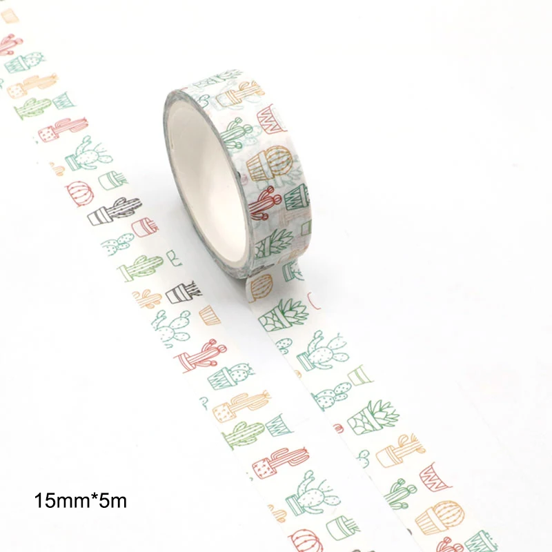 Mới 1 Máy Tính Nhiều Màu Sắc Trái Tim, xương Rồng In Hình Vintage Washi Băng 15Mm * 5M Cho Valentine DIY Trang Trí Giấy Washi Băng