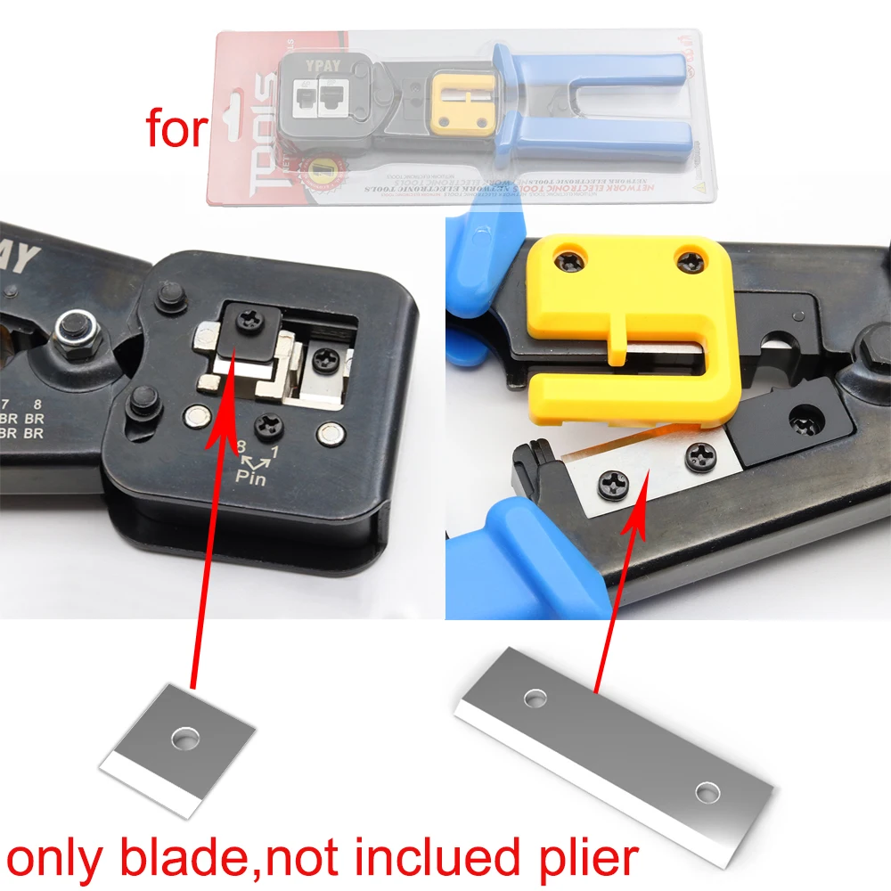 Alicates rj45, piezas de herramientas de hoja para fácil engarzador RJ rg45, pelador de cables, cuchillo, abrazadera de línea de prensado, pinzas RJ12 de repuesto, 5 uds.