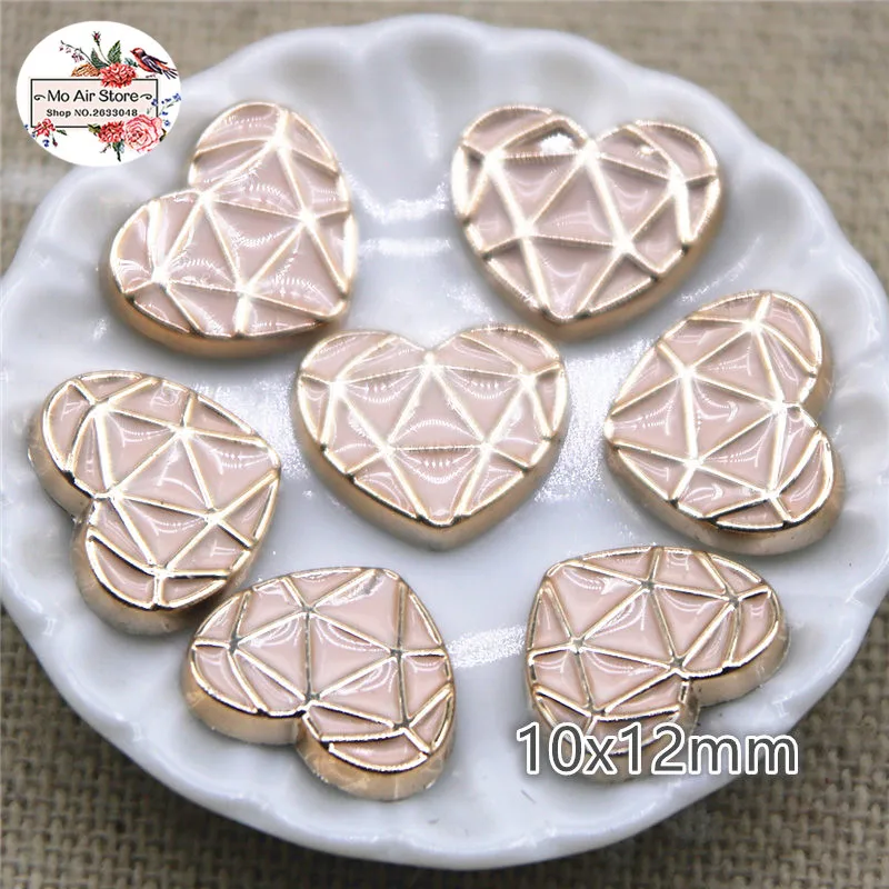 50pcs 10X12mm heart flat back Buttons Home Garden Crafts Cabochon Scrapbooking Clothing accessories