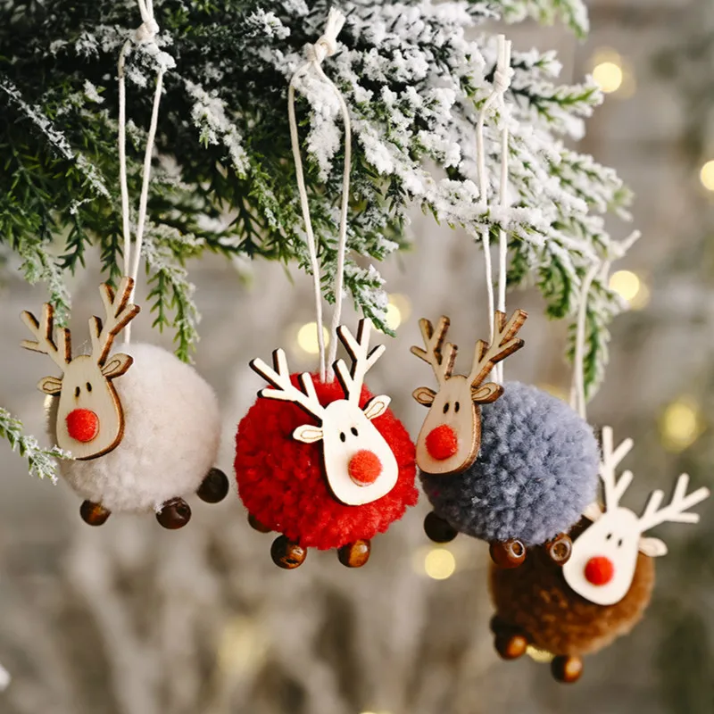 

Cute Felt Wooden Elk Christmas Tree Decorations Hanging Pendant Deer Craft Ornament Christmas Decorations for Home Noel Natal