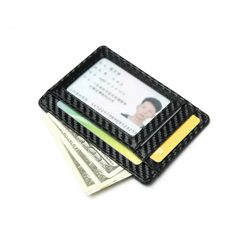 ZOVYVOL 2024 New Fashion Style Black Carbon Fiber Card Holder Slim Thin RFID Men Women Smart Small Wallet PU Leather Pocketbooks