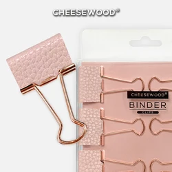 6pcs/set Pink Leather Metal Binder Clip Student Test Paper Planner Clip Bill Collection Office Scholl Supplies Cute Stationery