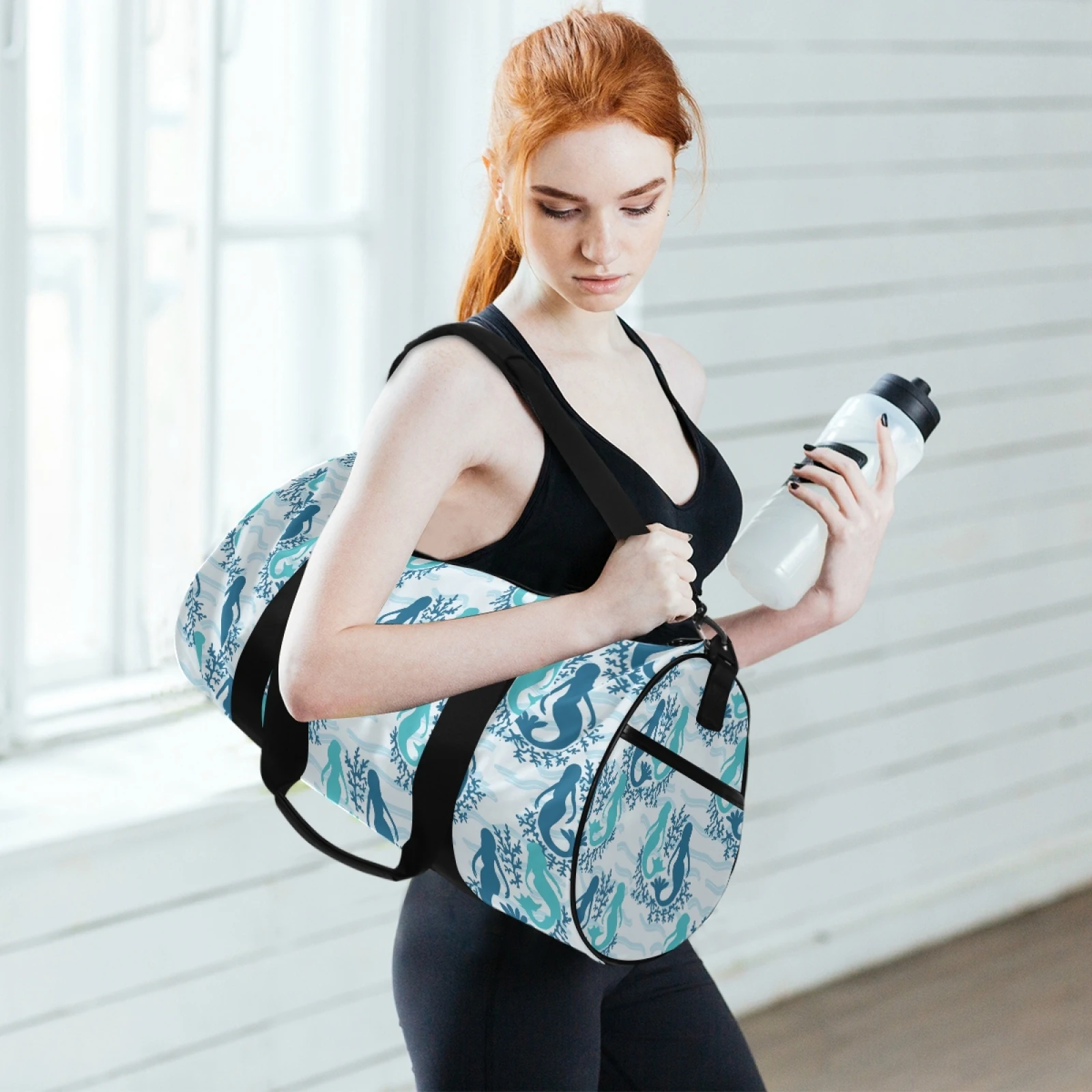 Hoge Kwaliteit Waterdichte Sport Bag Mannen Vrouwen Voor Sporttas Blue Mermaid Coral Fitness Outdoor Reizen Sport Trainging Messenger Bag