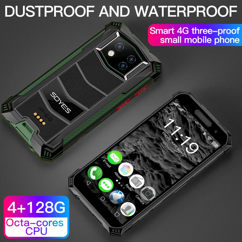 New SOYES S10Max Pocket Smartphone Dual SIM Quad Core Outdoor Durable Smartphone Face ID Fingerprint Unlock Waterproof, Dropproo