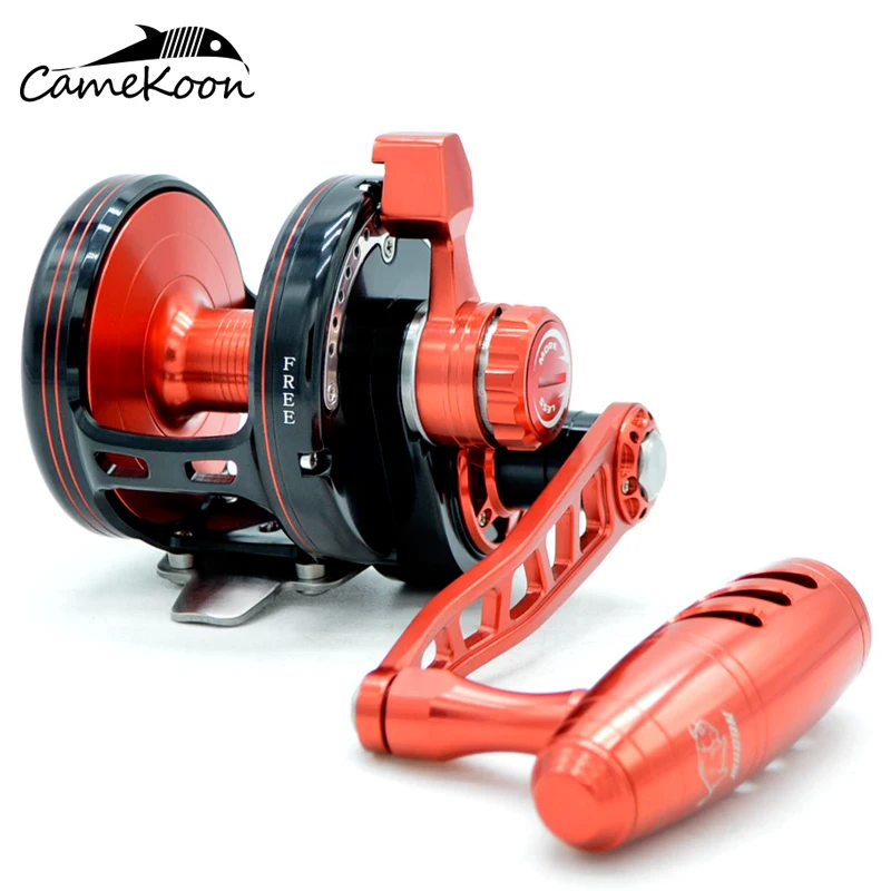 

CAMEKOON Slow Jigging Reel Pe5#-520M Max Drag 32kg 11BB All Metal Alloy Drum Wheel Alarm Offshore Deep-Sea Fishing Trolling Coil