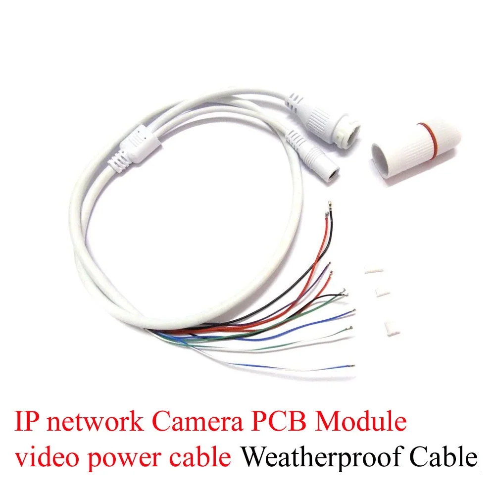 CCTV POE IP network Camera PCB Module video power cable 65cm long, RJ45 female connectors with Terminlas,waterproof cable