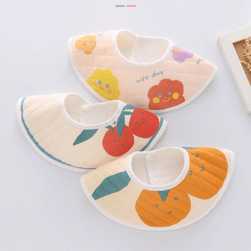 

3 Pcs 360 Degree Rotation Burp Cloths Cartoon Printed Baby Bib Thicken Cotton Saliva Towel Waterproof Breathable Apron