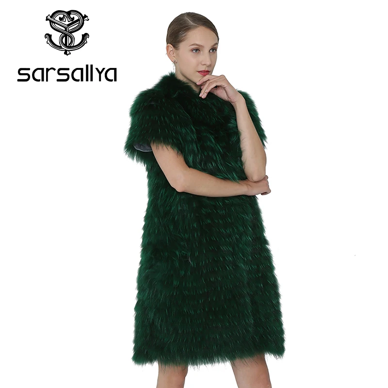 SARSALLYA Winter Women Real Fox Fur Vest Coat Real Silver Fox Fur Vest Fashion Jacket Women Outerwear Clothes