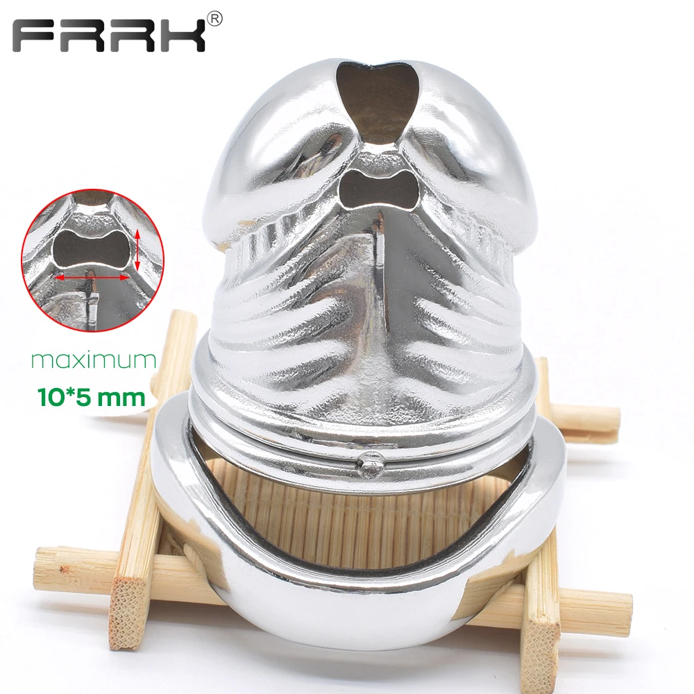 FRRK Chastity Cage 37mm Big Metal Male Bondage Belt Devices Penis Rings Cock Lock Sex Toys for Comfortable Long Time to Wear