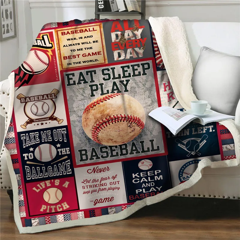 

Baseball 3D Printed Plush Fleece Blankets Adult Fashion Quilt cover Home Office easy Wash Duvet Casual Kids Girls Sherpa Blanket