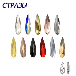 3x10mm 20pcs Colorful Raindrop Flatback Nail Art Rhinestones Glitter Glass Manicure Tips 3D Nail Charms Decoration