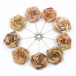 New Cork Wood Fashion Brooches Novelty Handmade Lapel Pins For Groom Wedding Party Mens Suit Accessories Retro Wooden Gift