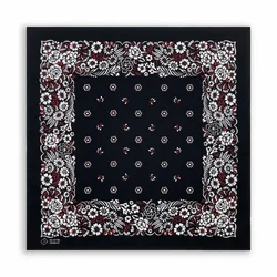 Bandanas en coton pour hommes et femmes, mouchoirs de tête, foulard carré Cowboy, fleurs, cachemire, noir, bleu, rouge