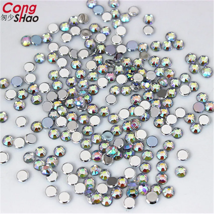 4mm,6mm Cristallo AB 3D Nail Art AB Strass FAI DA TE Non Hotfix Rotondo Flatback Pietre Acriliche Per Le Decorazioni Per Il Viso Indumento WC258