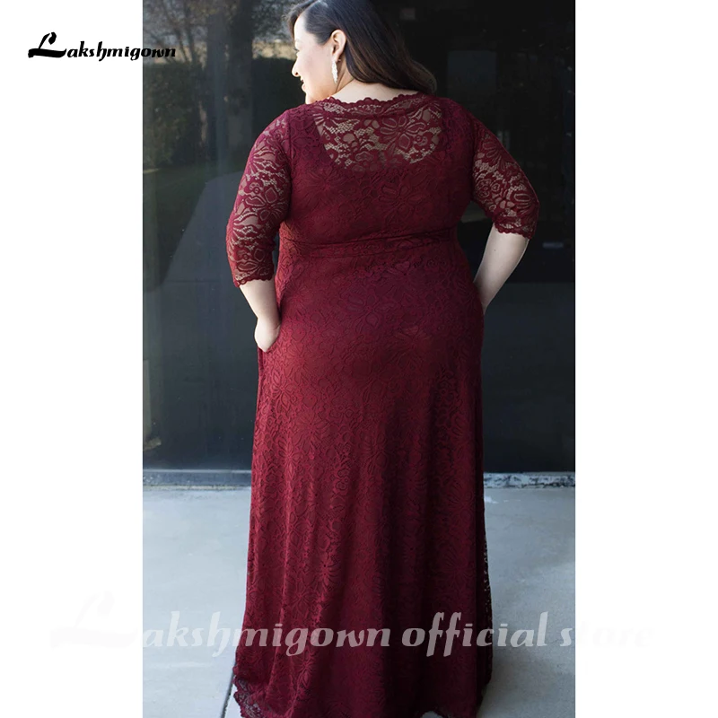 Newest Plus Size Lace Mother Of The Bride Dresses mae da noiva 3/4 Sleeves Jewe Neck Wedding Party Gowns abendkleider