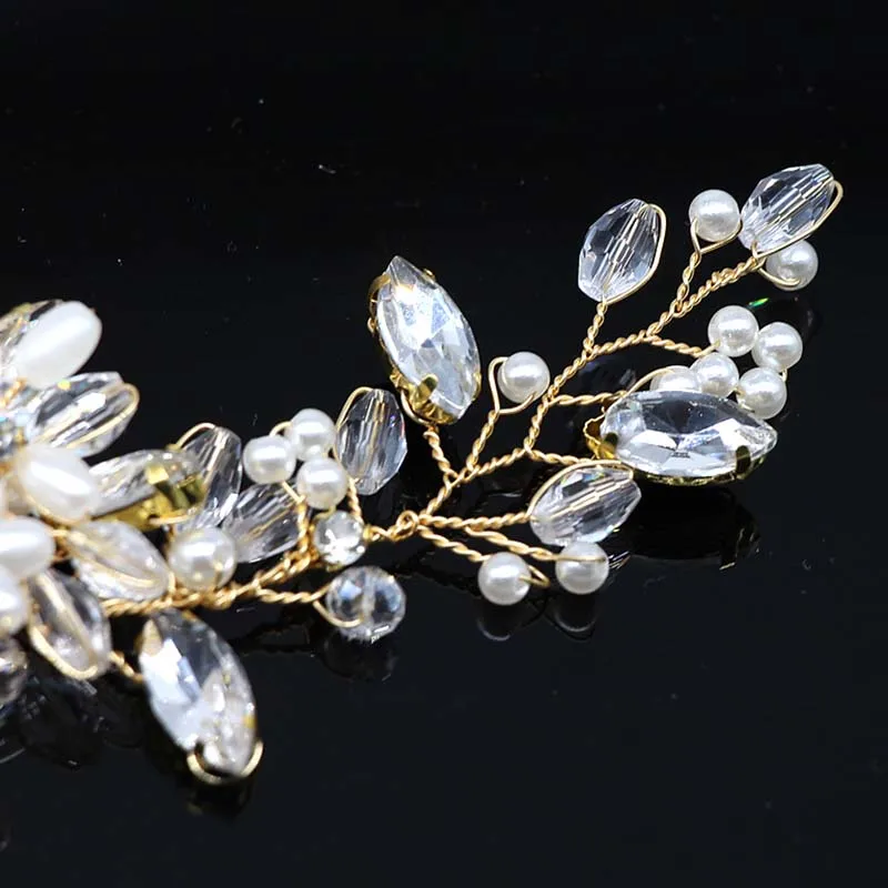 Bridal Headbands Wedding Hair Accessories Tiara Rhinestone Pearl Headband Women Bride Combs Handmade Accesories Hair Jewelry