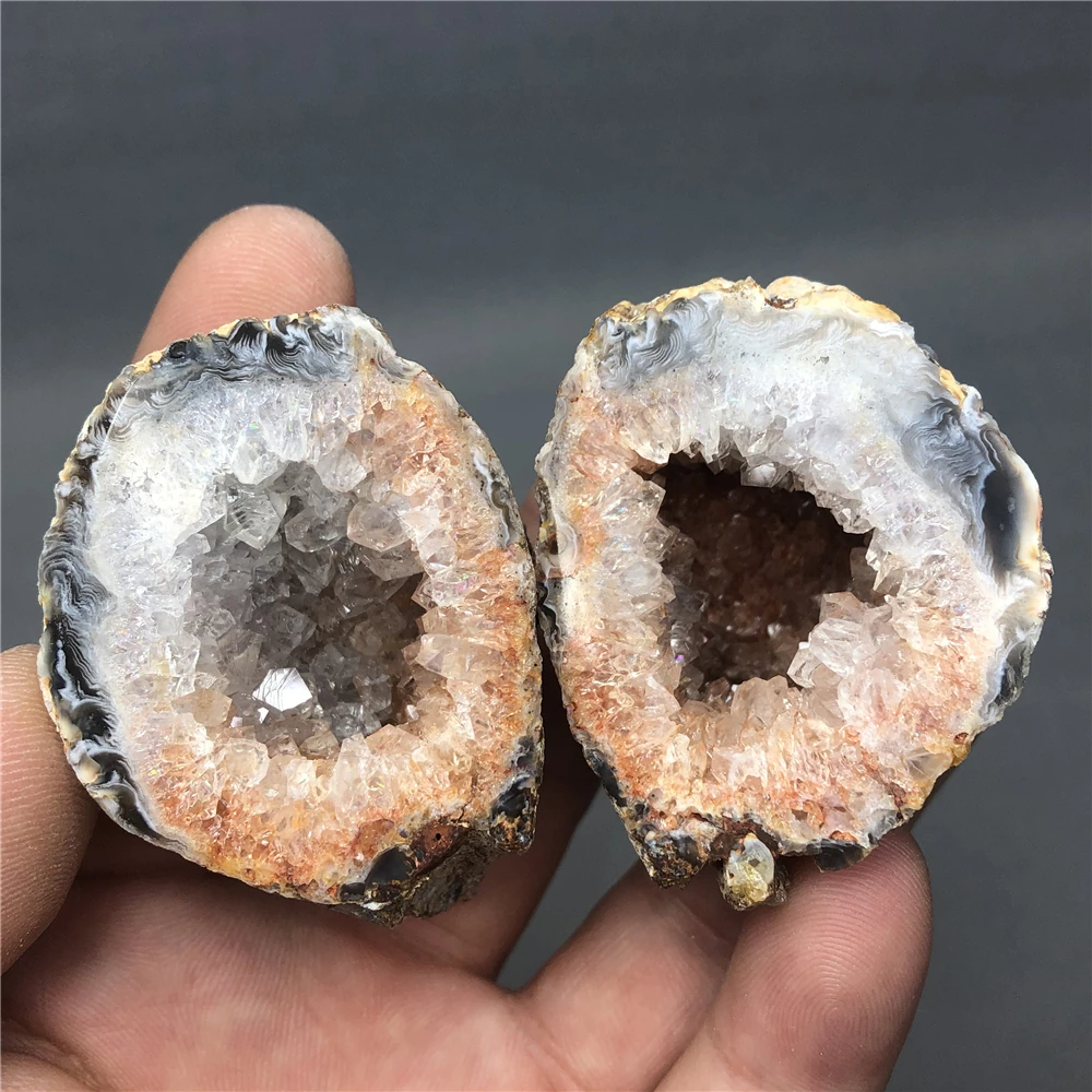 2Pc Crystal Natural Mexico Stone Pattern Agate Geode Aura and Rune Rock Altar Witchcraft Supplies Home Spirit Decoration