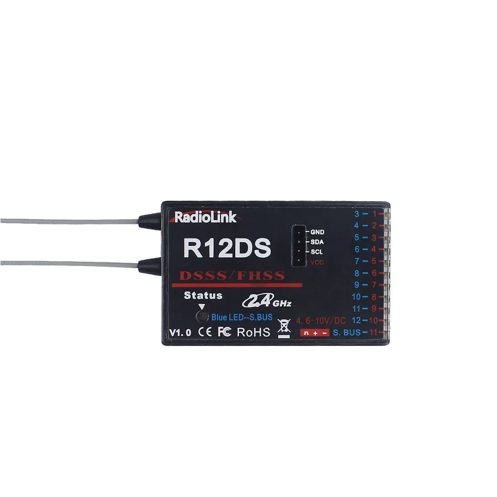 RadioLink AT10 II 2.4Ghz 12CH RC Transmitter with R12DS Receiver PRM-01 Voltage Return Module Battery for RC Quadcopter