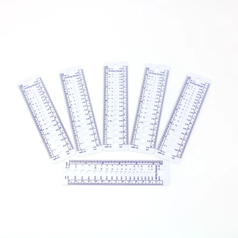 Plastic Knitting Needle Gauge Ruler Tool Rectangle Inch Cm White & Blue Color Sewing Accessories Tools 16cm x 4cm, 10 Piece