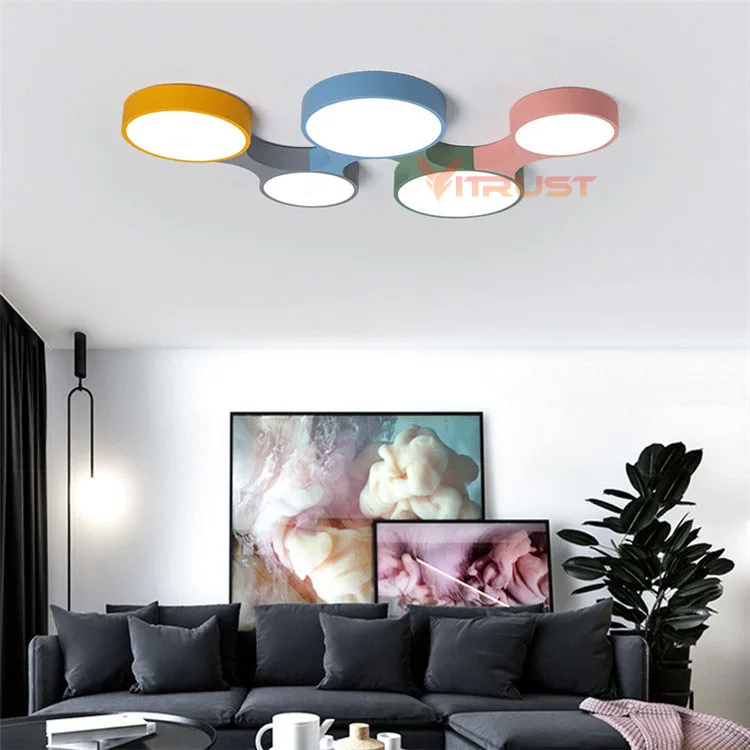 

Nordic Ceiling Lamps Lights LED Modern Colorful lamp for Kids Boys Girls Bedroom Ceiling Lamps Round thin plafondlamp Lighting